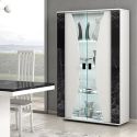 Vitrine 2 portes + Led blanche et aspect marbre noir - TAHOE