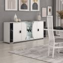 Buffet 4 portes avec vitrage + Led blanc et aspect marbre noir - TAHOE