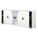 Buffet 4 portes avec vitrage + Led blanc et aspect marbre noir - TAHOE