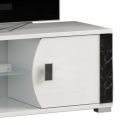 Meuble TV 2 portes et 2 niches blanc et aspect marbre noir - TAHOE
