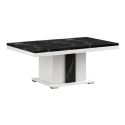 Table basse pied central blanc et aspect marbre noir - TAHOE