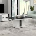 Table basse pied central blanc et aspect marbre noir - TAHOE
