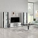 Table basse pied central blanc et aspect marbre noir - TAHOE