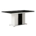 Table repas rectangulaire pied central blanc et aspect marbre noir - TAHOE