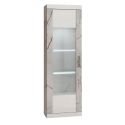 Vitrine 1 porte réversible + Led blanche et aspect marbre gris-brun - NERVY