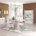 Vitrine 2 portes + Led blanche et aspect marbre gris-brun - NERVY