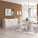Buffet 4 portes + Led blanc et aspect marbre gris-brun - NERVY