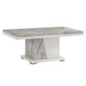 Table basse pied central blanche et aspect marbre gris-brun - NERVY