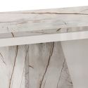 Table repas pied central blanche et aspect marbre gris-brun - NERVY