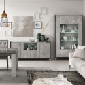 Séjour Complet buffet + table + vitrine aspect béton ciré 2 tons - HAMPTON