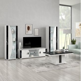 Ensemble salon blanc et aspect marbre noir - TAHOE