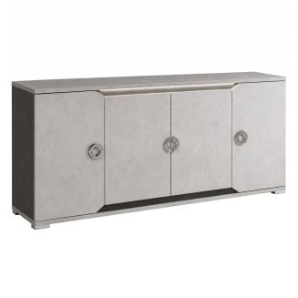 Buffet 4 portes 1 tiroir + Led aspect ciment et gris anthracite - LIBECCIO