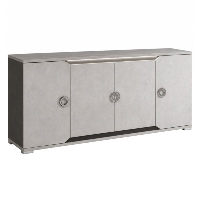 Buffet 4 portes 1 tiroir + Led aspect ciment et gris anthracite - LIBECCIO