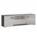 Meuble TV 2 portes 1 tiroir aspect ciment et gris anthracite - LIBECCIO
