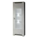 Vitrine 1 porte réversible + Led aspect ciment et anthracite - LIBECCIO