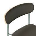 Lot de 2 tabourets de bar structure métal gris bleuté assise et dossier bois et PU vert - LAURA