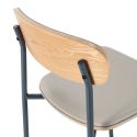 Lot de 2 tabourets de bar structure métal bleu foncé assise et dossier bois et PU beige - LAURA