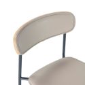 Lot de 2 tabourets de bar structure métal bleu foncé assise et dossier bois et PU beige - LAURA