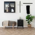 BRENDA - Banc-Coffre en Tissu Bouclettes Marron Pieds Bois Naturel