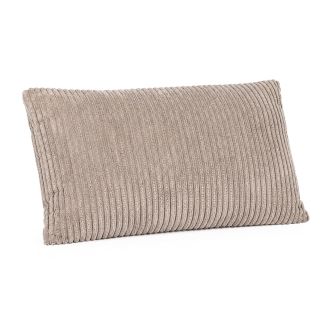 Coussin 40x25 cm en velours côtelé coloris taupe - AMORY