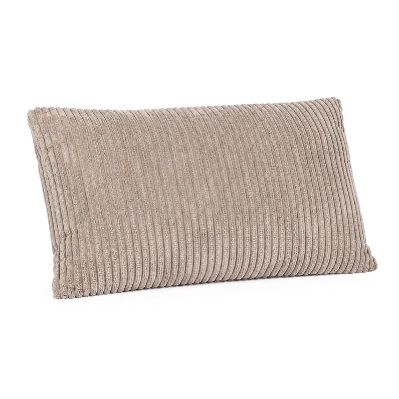 Coussin 40x25 cm en velours côtelé coloris taupe - AMORY