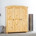 OLIVER - Armoire 3 Portes + Penderie Bois Massif Naturel
