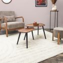 ASTRID - Lot de 2 tables basses ovales gigogne en acacia teinté noyer