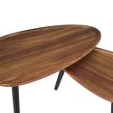 ASTRID - Lot de 2 tables basses ovales gigogne en acacia teinté noyer
