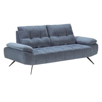 Canapé 3 places dossiers réglables en profondeur tissu bleu - SENARIO