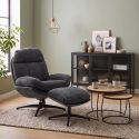 LOAM - Fauteuil Pivotant Inclinaison Réglable avec Repose Pieds Tissu Gris