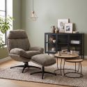 LOAM - Fauteuil Pivotant Inclinaison Réglable avec Repose Pieds Tissu Brun