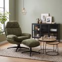 LOAM - Fauteuil Pivotant Inclinaison Réglable avec Repose Pieds Tissu Vert