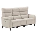 Canapé 3P relax électrique avec tablette centrale tissu beige chiné - VARENNE