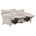 Canapé 3P relax électrique avec tablette centrale tissu beige chiné - VARENNE