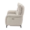 Canapé 3P relax électrique avec tablette centrale tissu beige chiné - VARENNE