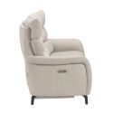 Canapé 3P relax électrique avec tablette centrale tissu beige chiné - VARENNE