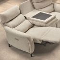 Canapé 3P relax électrique avec tablette centrale tissu beige chiné - VARENNE