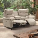 Canapé 3P relax électrique avec tablette centrale tissu beige chiné - VARENNE