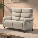 Canapé 2P relax électrique tissu beige chiné - VARENNE