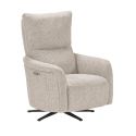 Fauteuil relax électrique pivotant tissu beige chiné - VARENNE