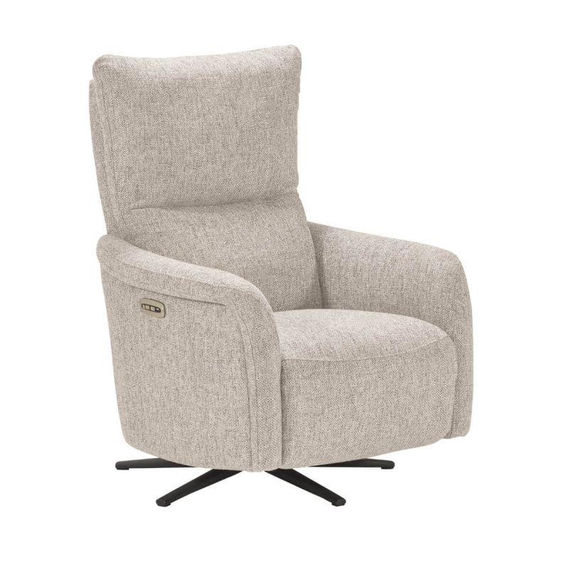 Fauteuil relax électrique pivotant tissu beige chiné - VARENNE