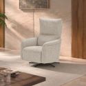Fauteuil relax électrique pivotant tissu beige chiné - VARENNE