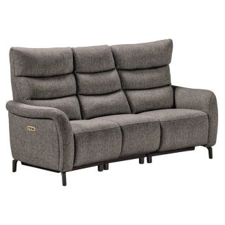 Canapé 3P relax électrique avec tablette centrale tissu gris - VARENNE