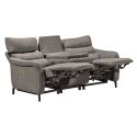 Canapé 3P relax électrique avec tablette centrale tissu gris - VARENNE