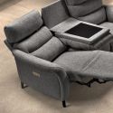 Canapé 3P relax électrique avec tablette centrale tissu gris - VARENNE