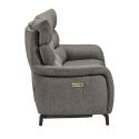 Canapé 3P relax électrique avec tablette centrale tissu gris - VARENNE