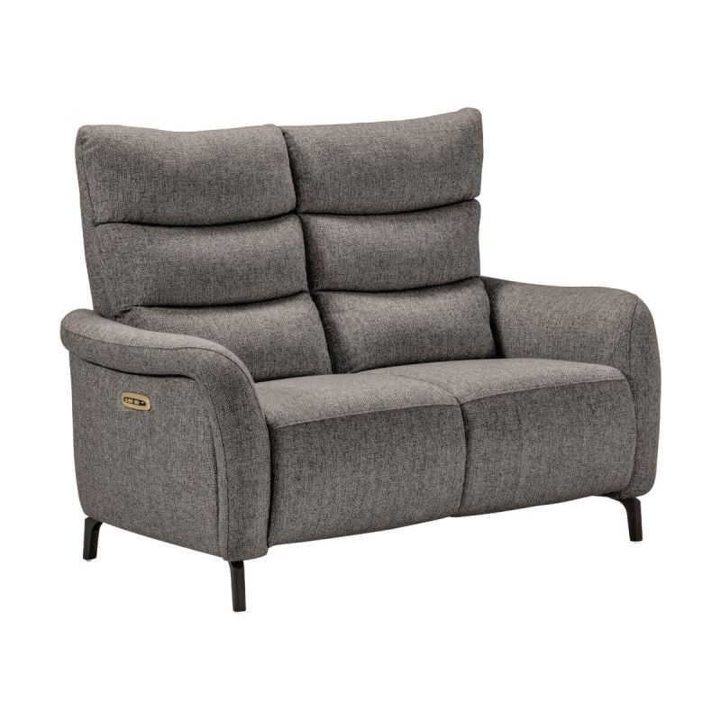 Canapé 2P relax électrique tissu gris - VARENNE