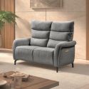 Canapé 2P relax électrique tissu gris - VARENNE