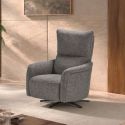 Fauteuil relax électrique pivotant tissu gris - VARENNE