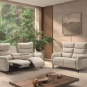 Ensemble Canapés 3P relax élec + 2P fixe tissu beige - VARENNE